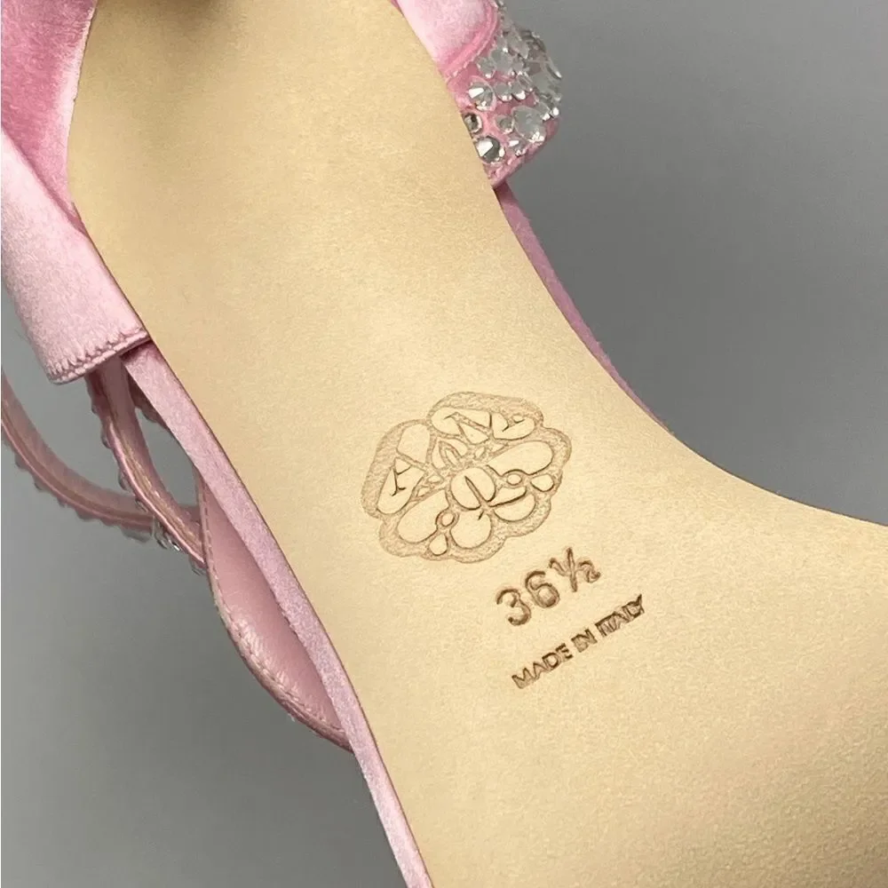 Alexander McQueen Crystal Satin Ankle-Cuff Cocktail Sandals size 36.5